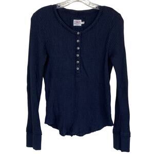 Faherty Wmns Sz M Black Legend Apres Waffle Henley Top